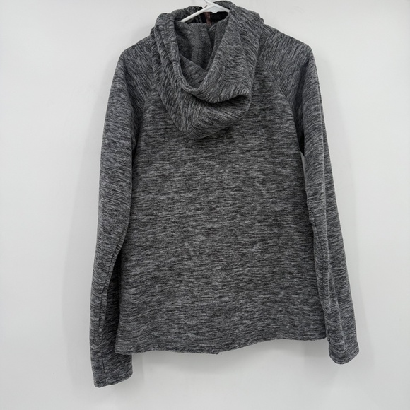 Roxy Sweater Women XL Heather Gray Full Zip High Neck Hooded Fleece Pockets - Picture 5 of 12